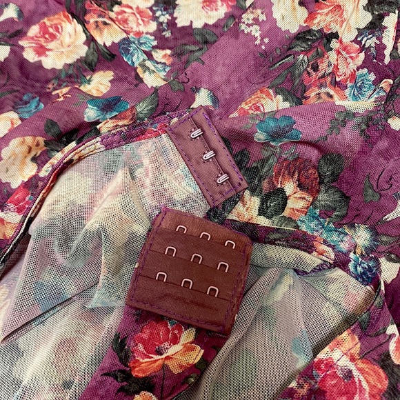 Purple Mesh Floral Bodysuit - Picture 14 of 16